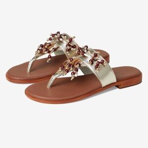 Sadie Metallic Gold Fringe Sandal  Size 10